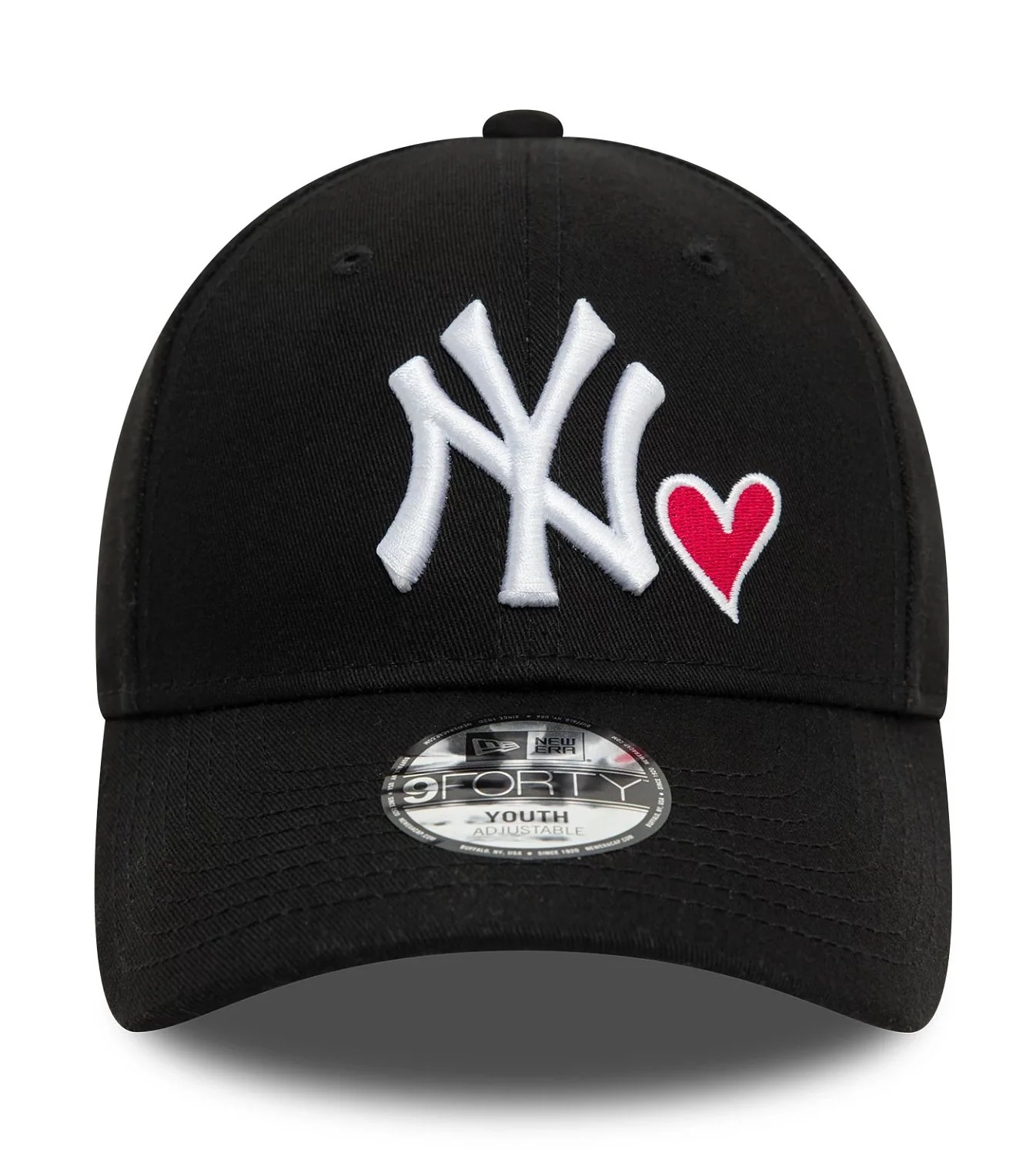New Era Kids New York Yankees Icon Jugend 9FORTY Verstellbare Cap in Schwarz mit Herz