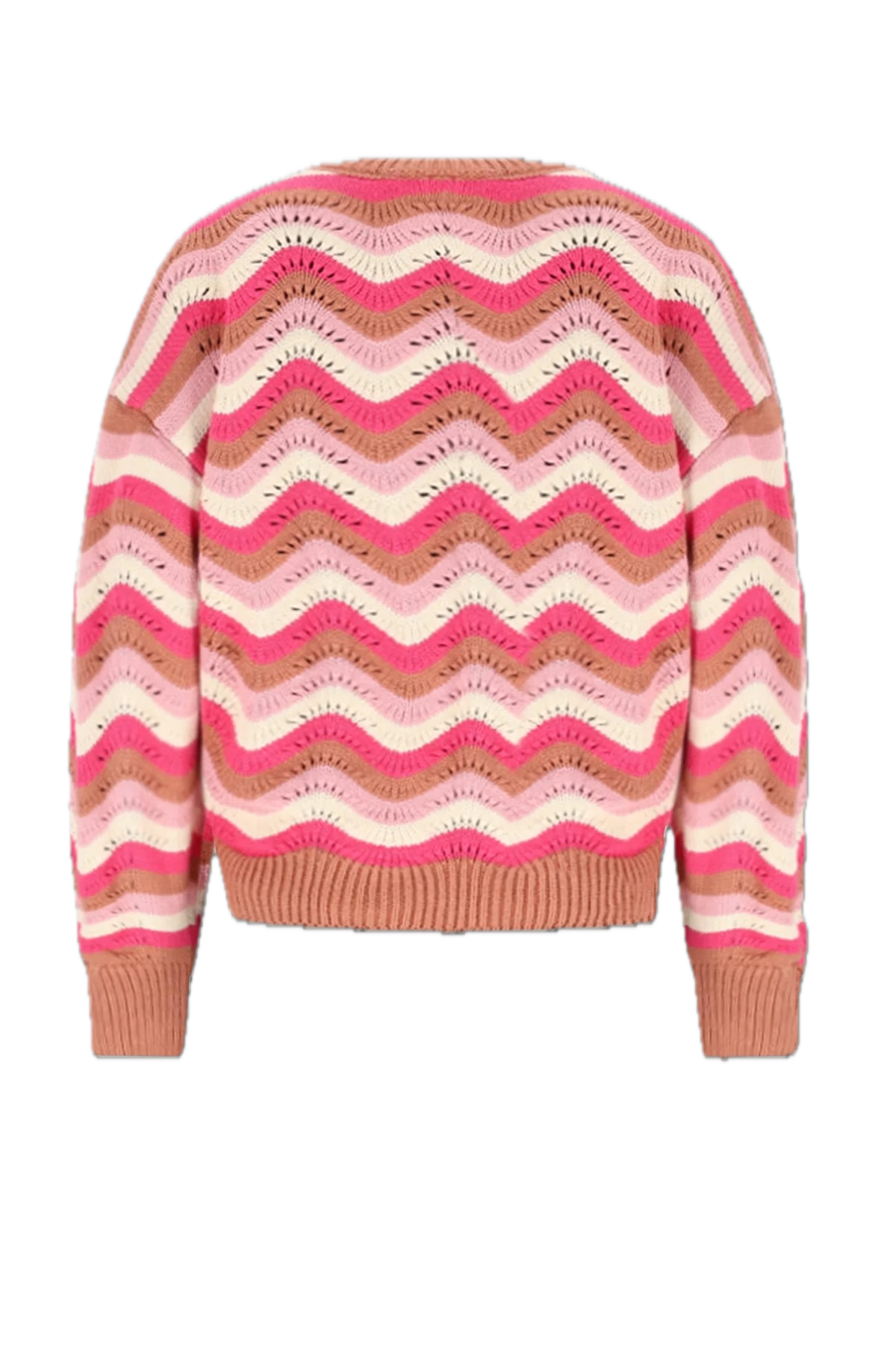 NONO Kessy Strickpullover mit grafischen Wellenmuster - Pink/Braun NONO Kessy Strickpullover mit grafischen Wellenmuster - Pink/Braun