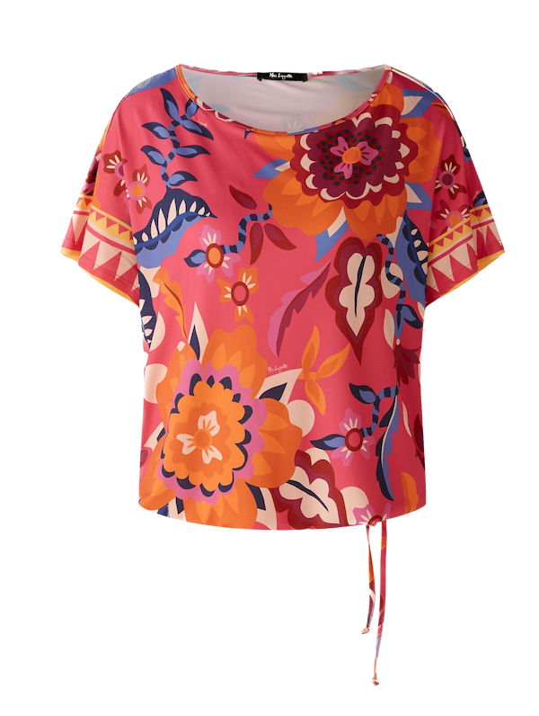 MIss Lagotte Kurzarm Bluse mit Retro Blumen Print