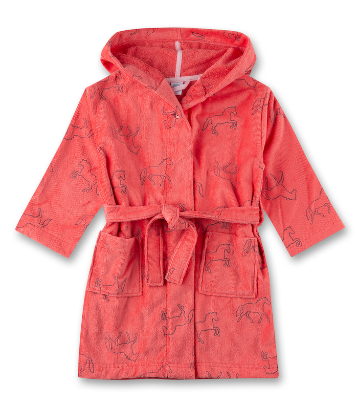233286_3626_f Sanetta Mädchen Frottee Bademantel in Coral - Pferde