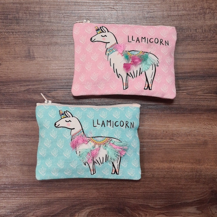 LAMA-TASCHE-SMALL-BLUE-FLAMINGO-FASHION HOFF Interieur Kosmetik Stofftasche Llamicorn - Large