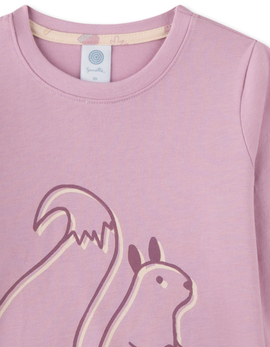 Sanetta Pyjama in Creme & Rosa - Eichhörnchen