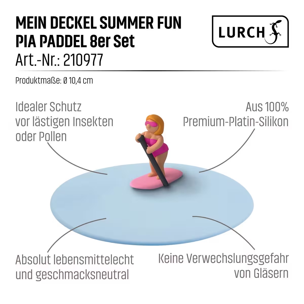 Lurch Mein Silikon Deckel in Hellblau - Summer Fun - Pia Paddle Lurch Mein Silikon Deckel in Hellblau - Summer Fun - Pia Paddle