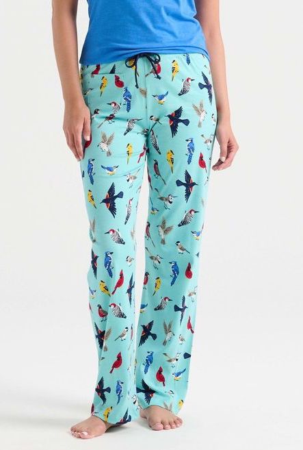 Little Blue House Damen Pyjama Hose in Blau - Backyard Birds - Vogeln
