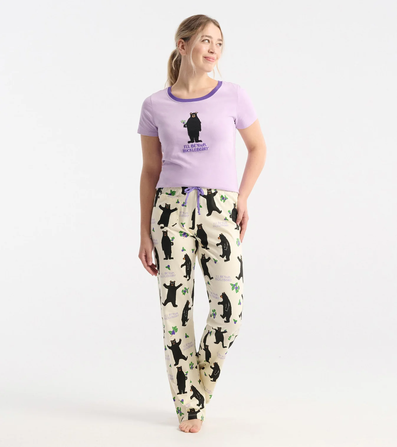 Little Blue House Damen T-Shirt in Flieder Huckelbeary Bär