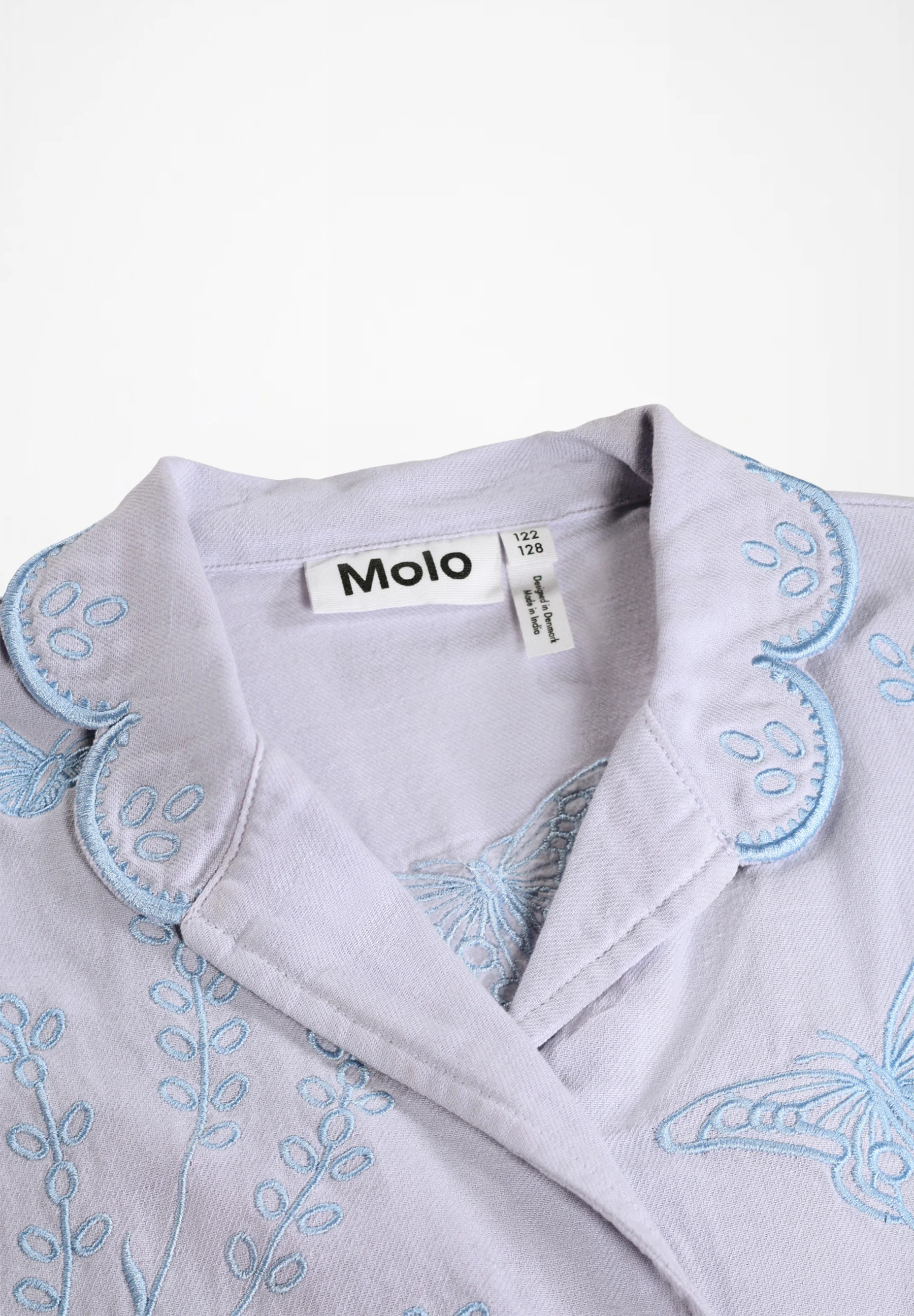 Molo Rosalle Bluse in Pastel Lilac - Flieder mit Blau Stickerei