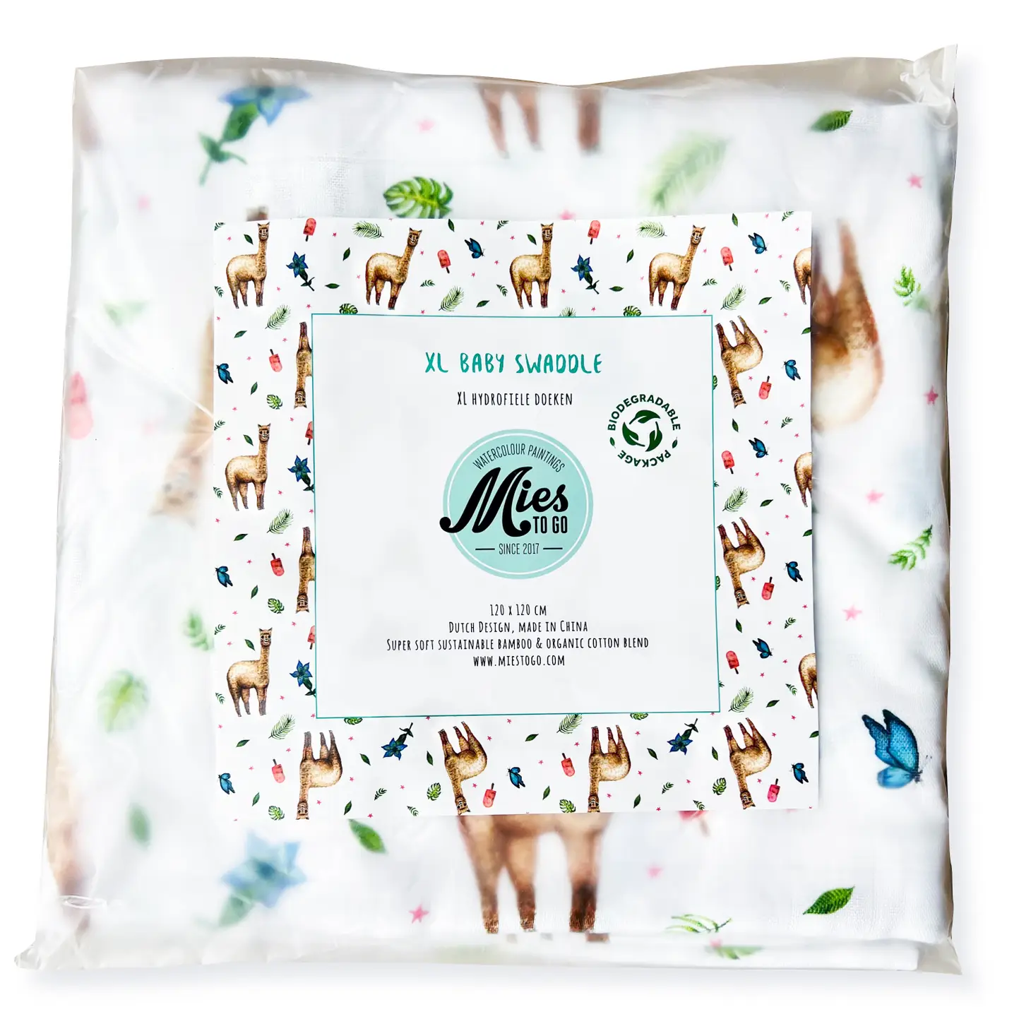 Mies to go Muslin Swaddle Tuch - Alpaka 120x120