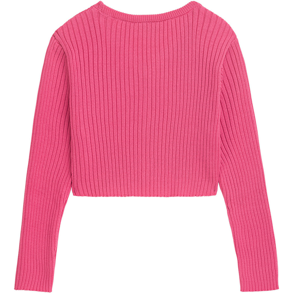 Danamade DMILOU Cardigan Strickjacke Kurz Geschnitten Gerippt in Pink