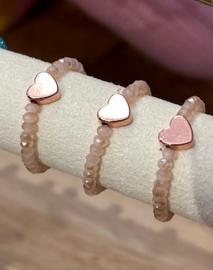 Lua Damenring Elastisch in Zartrosa mit Rosegold Herz Lua Damenring Elastisch in Zartrosa mit Rosegold Herz
