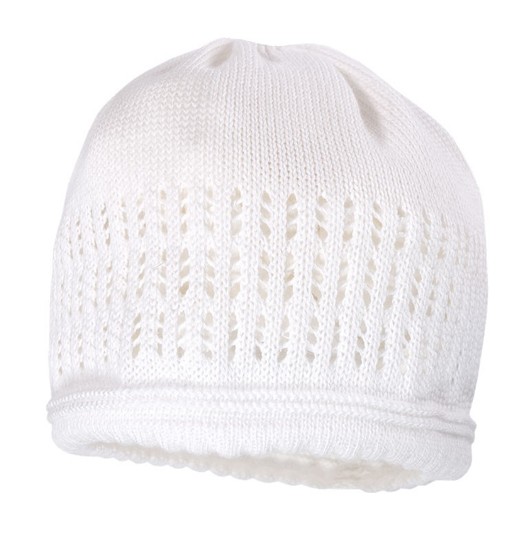 1000-1300-max-39 Maximo Baby Strickmütze in Weiß mit Lochmuster