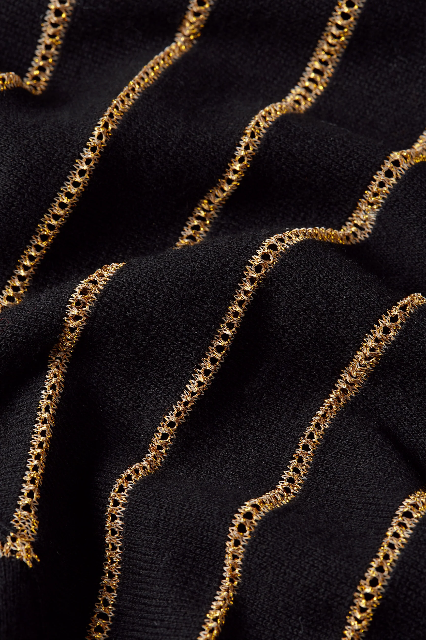 King Louie Joy Strick Top Plume mit Kaschmir - Schwarz & Gold