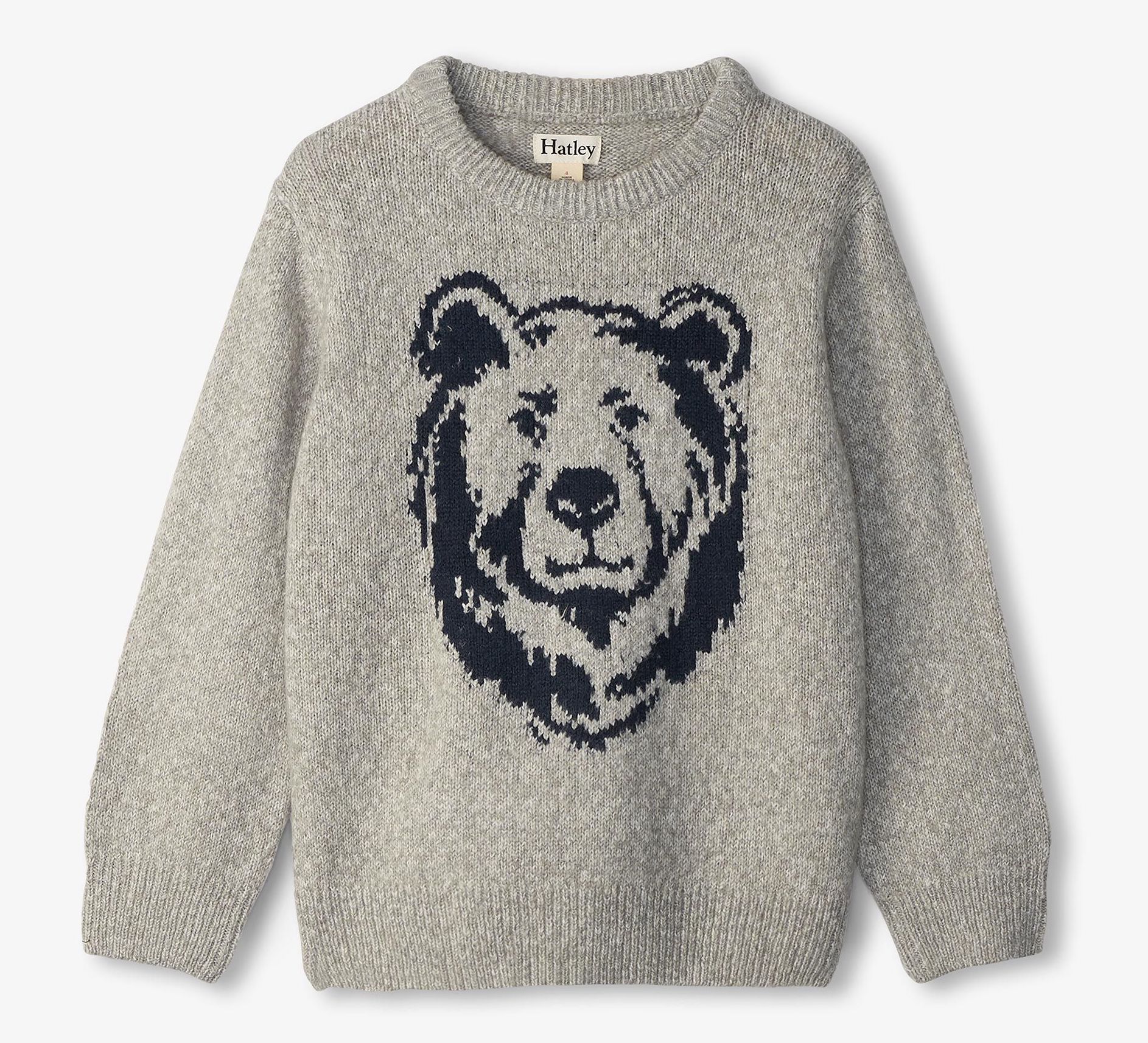 Hatley Strickpulli Rundhals Pullover in Grau - Bär - SALE
