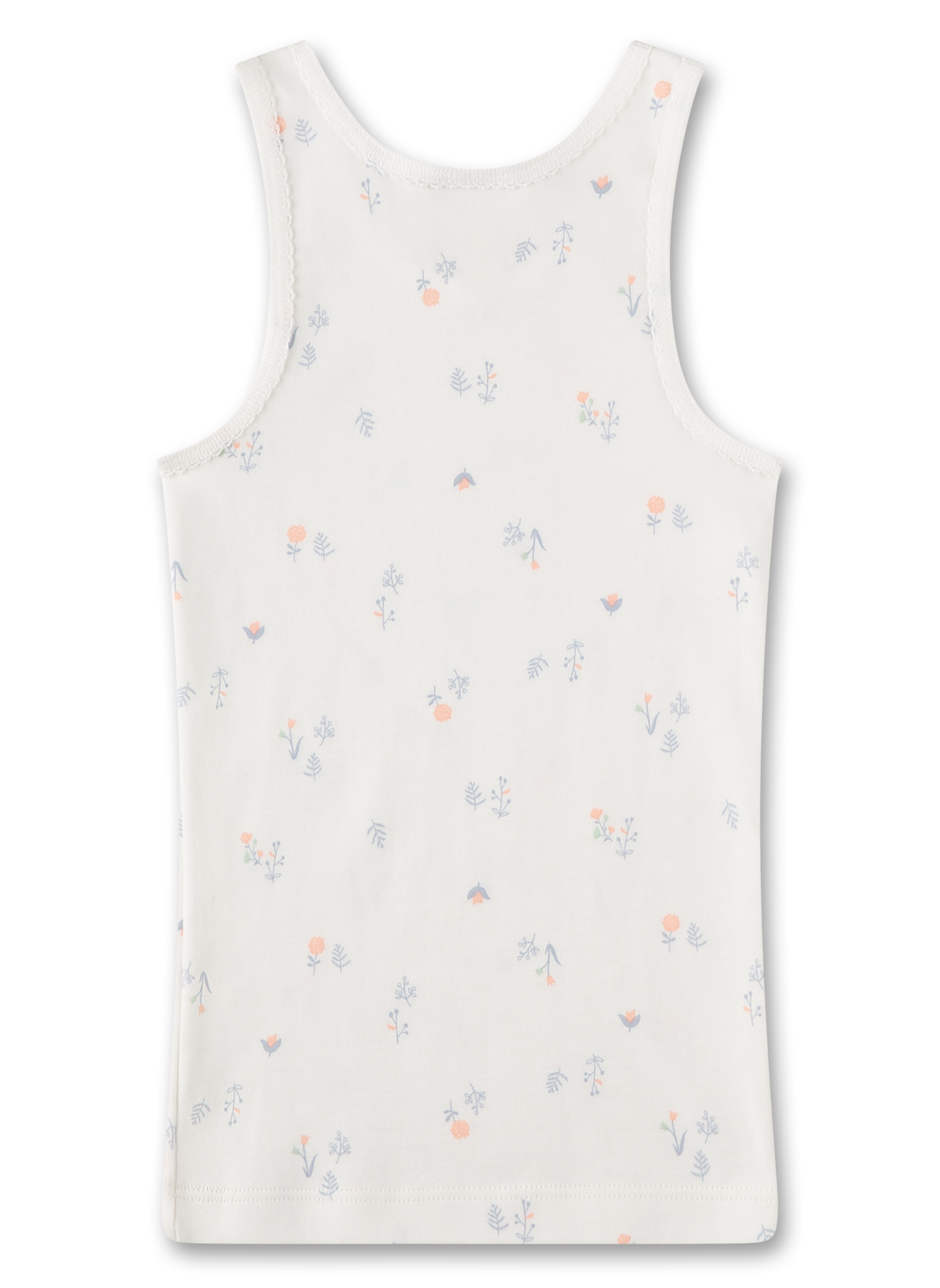 Sanetta Mädchen Unterhemd in Creme mit Feinen Blumen Muster
