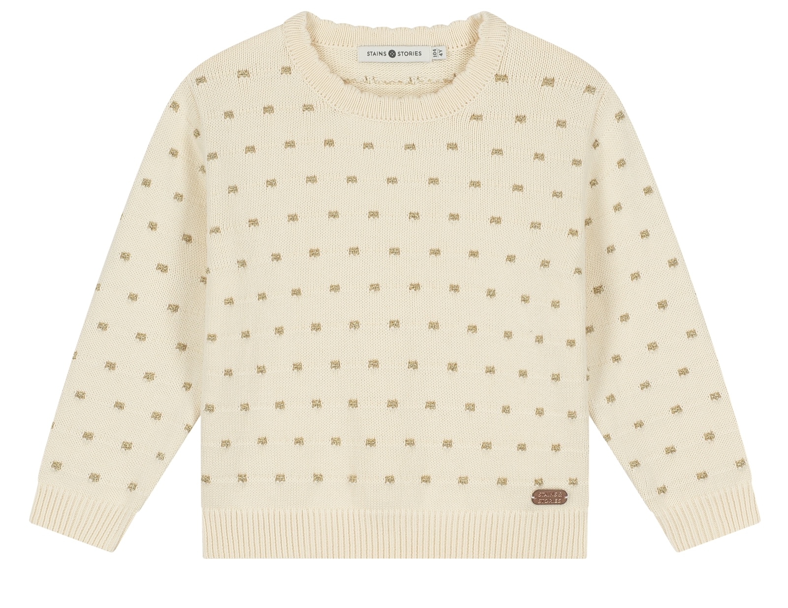 Babyface Stains & Stories Kuschelige Strickpulli Pullover in Creme mit Goldene Punkte