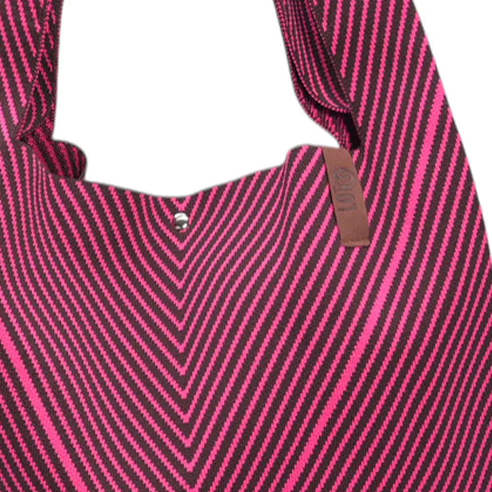 LOT83 LOIS Gestrickte Shopper Tasche Weinrot & Pink Zick Zack 