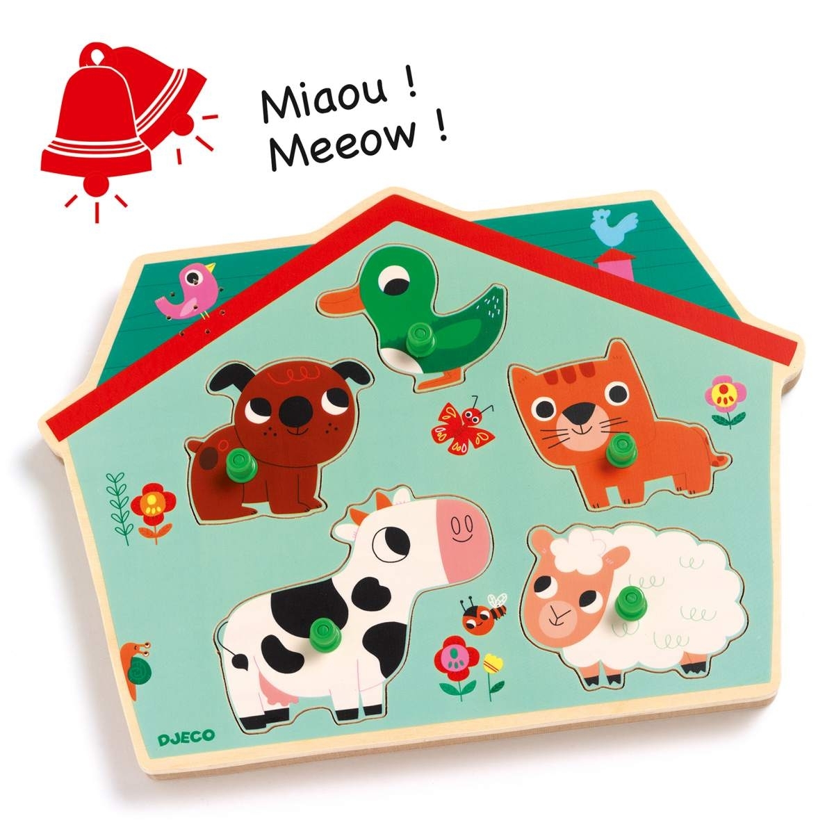 DJ01707-Holzpuzzle-Ouaf-woof-1 Djeco Sound Puzzle Ouaf woof - Baby Tiere