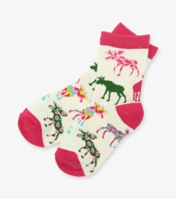 Little Blue House Kinder Socken - Patterned Moose - Bunte Elche