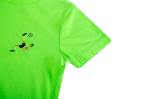 Someone Dirk Kurzarm T-Shirt in Neon Grün mit Stickerei - Fußballer 