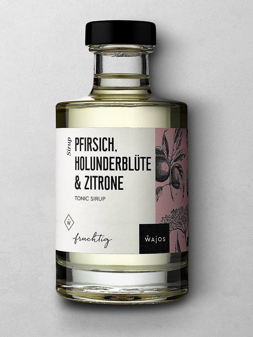 SIR008_200_a6c7d981-cd09-40cd-915b-247f265f7467_5000x Wajos Pfirsich, Holunderblüte & Zitrone - Tonic Sirup - 200ml