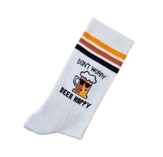 Pegada Sport Socken in Weiß & Gelb - Don´t worry BEER Happy
