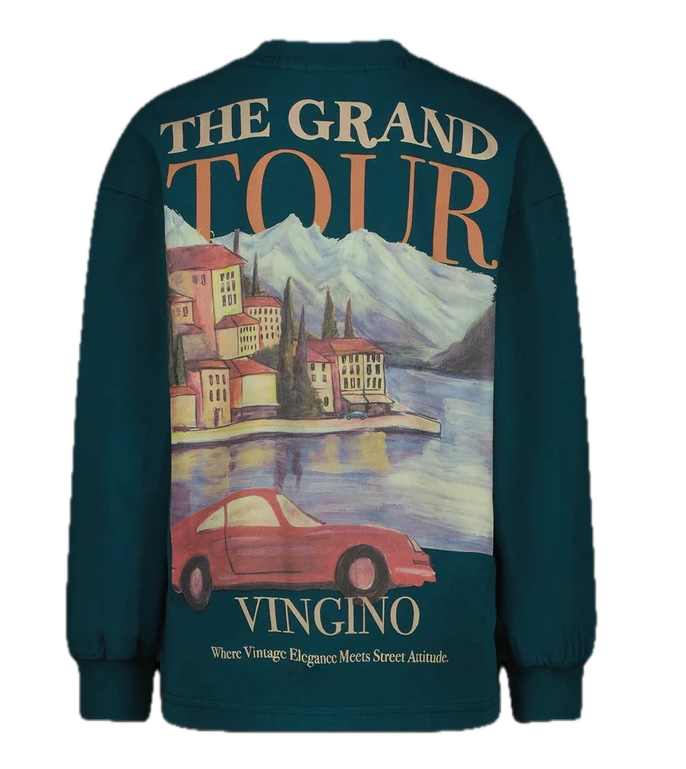 Vingino Hendo Jungs Oversized langarm Oberteil in Deep Teal Grün - The Grand Tour