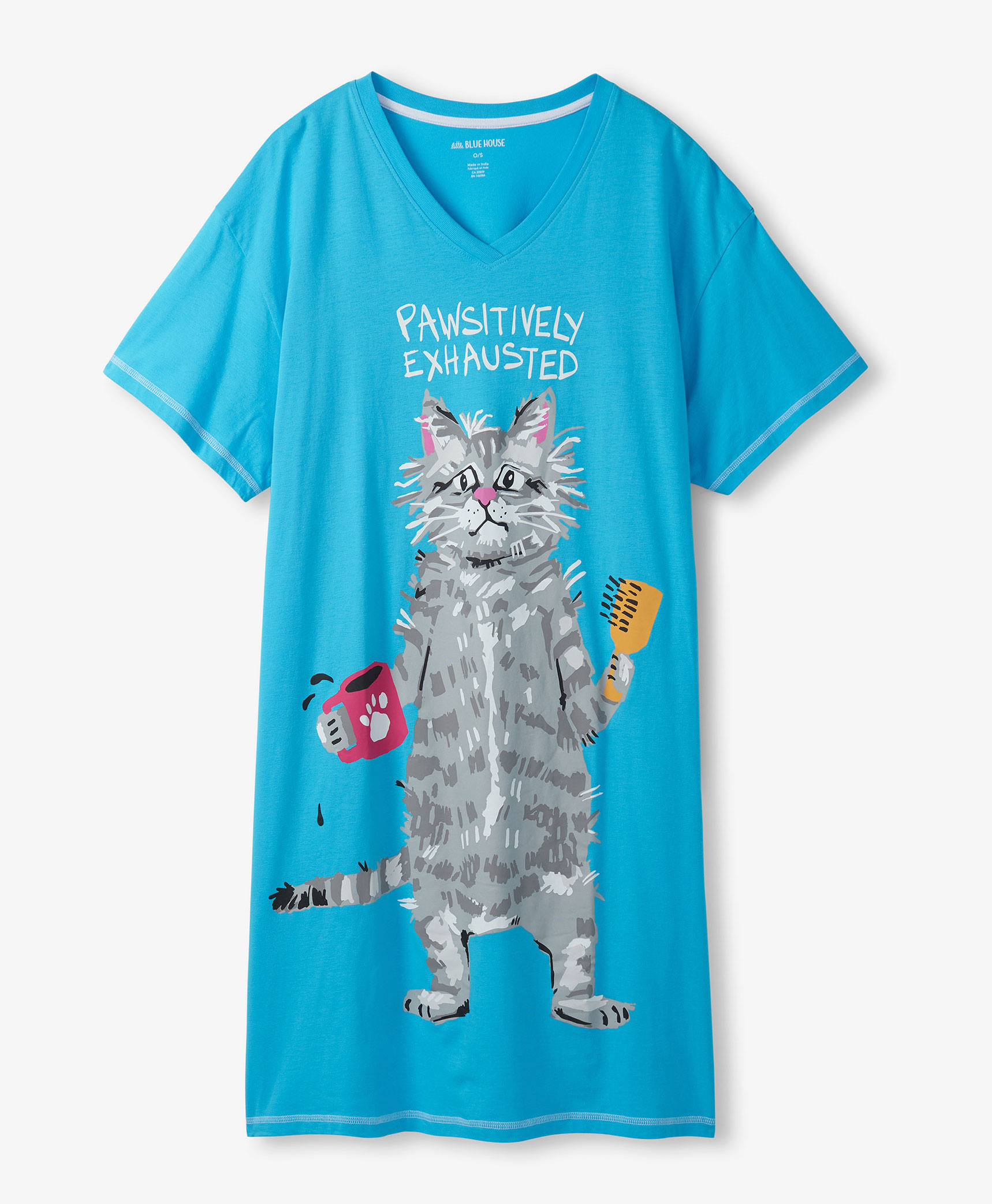 Little Blue House Damen Sleepshirt - PAWsitively Exhausted Katze Little Blue House Damen Sleepshirt - PAWsitively Exhausted Katze
