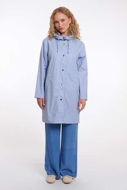 Rino & Pelle Ishana Damen wendbarer Regenmantel - Light Blue & black Leo