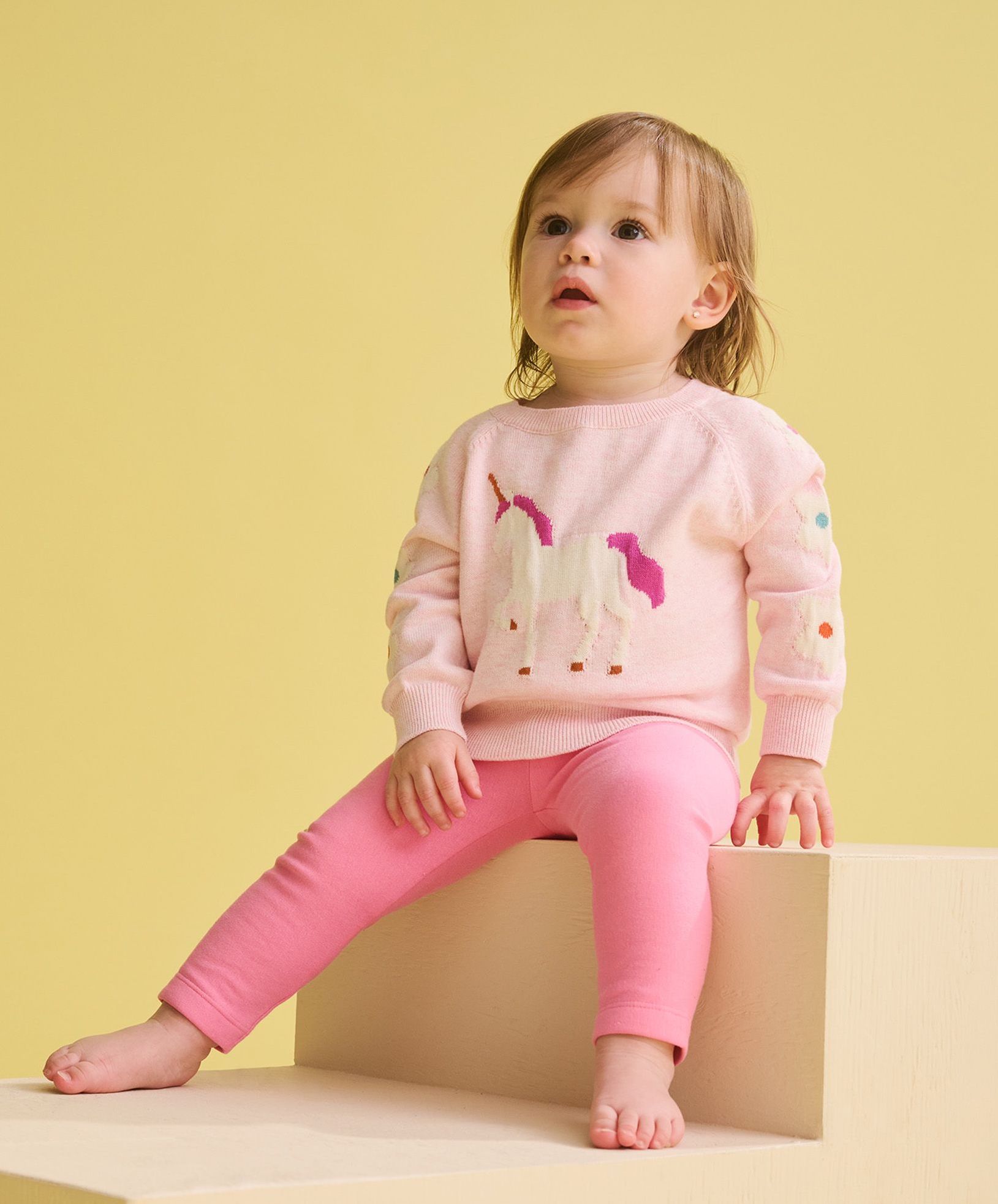 Hatley Baby Strickpulli in Rosa mit Einhorn 