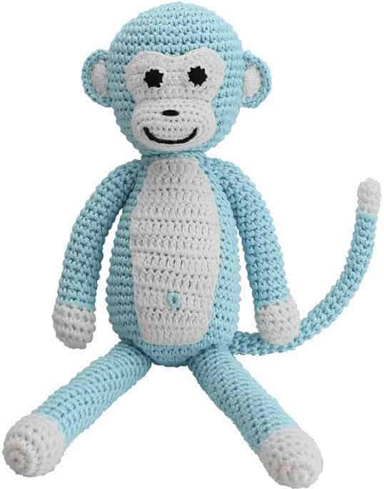 12418 Sindibaba Gehäkeltes Kuscheltier Affe Charlie in Hellblau