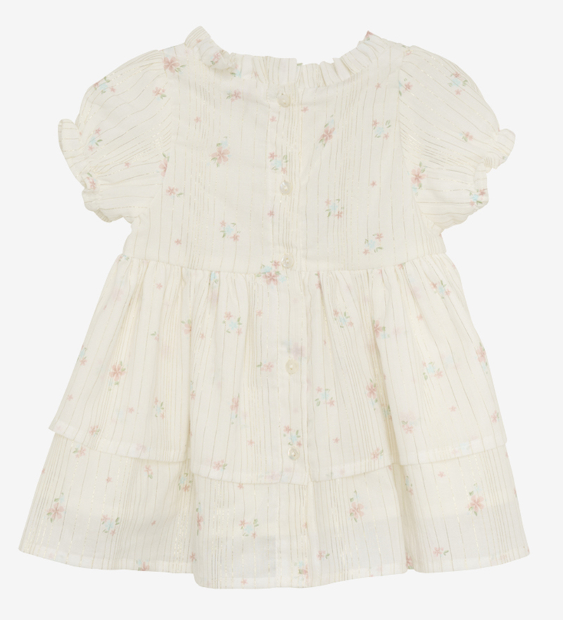 Minymo Baby festliches Kleid in Ecru Weiß mit zarten Blumen