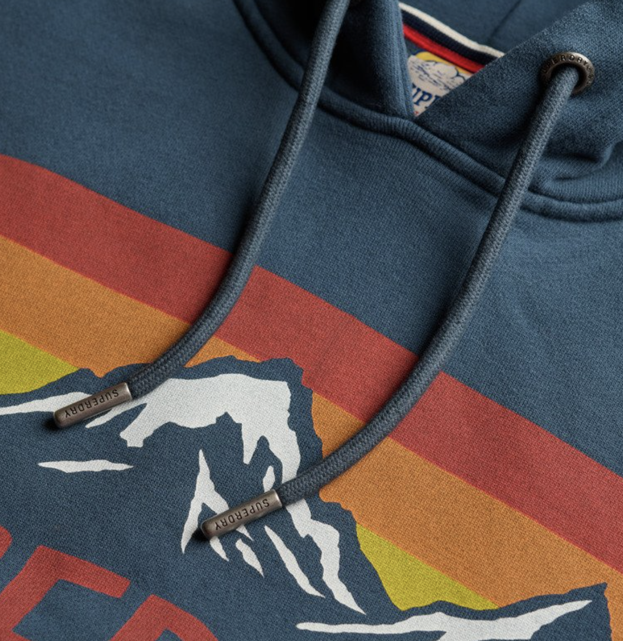 Superdry Herren Kapuzenpullover in Blau mit Bergen - Superdry Outdoor Logo - SALE