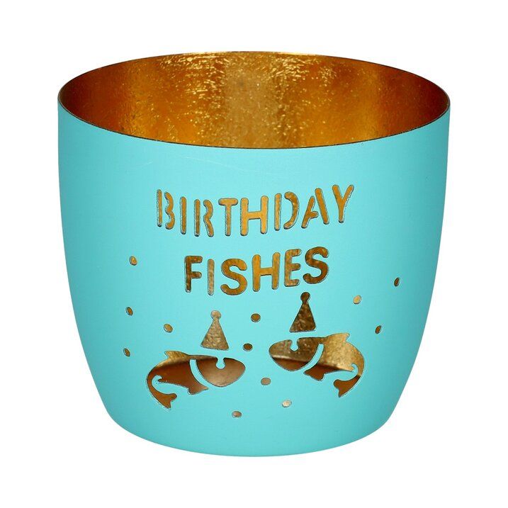 The Gift Company Madras Windlicht in Türkis - Birthday Fishes The Gift Company Madras Windlicht in Türkis - Birthday Fishes