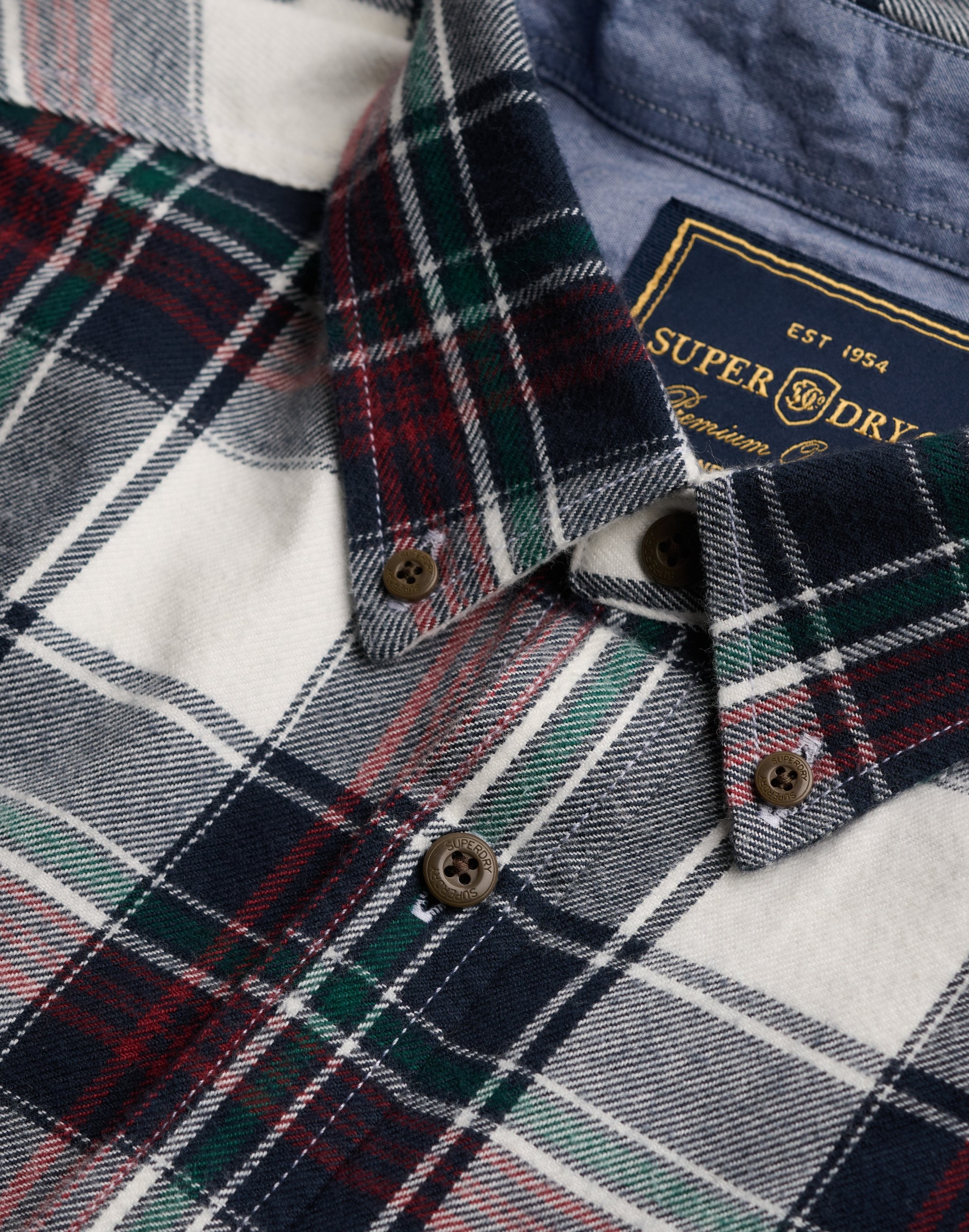 Superdry Herren Baumwoll Holzfällerhemd mit langen Ärmeln