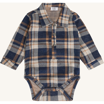 Hust & Claire Langarm Hemd-Body mit Kragen Navy Blau & Beige Hust & Claire Langarm Hemd-Body mit Kragen Navy Blau & Beige