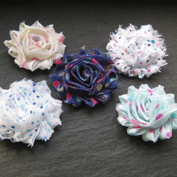 CONFETTI-BLU-TEN-CLIPS Wowzers Blütenclips - Shabby Chic für Haare & Kleidung - Confetti