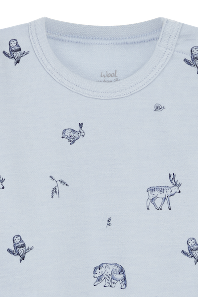 Hust & Claire Baloo Wolle Bambus Body in Cloud Blue - Blau - Waldtiere