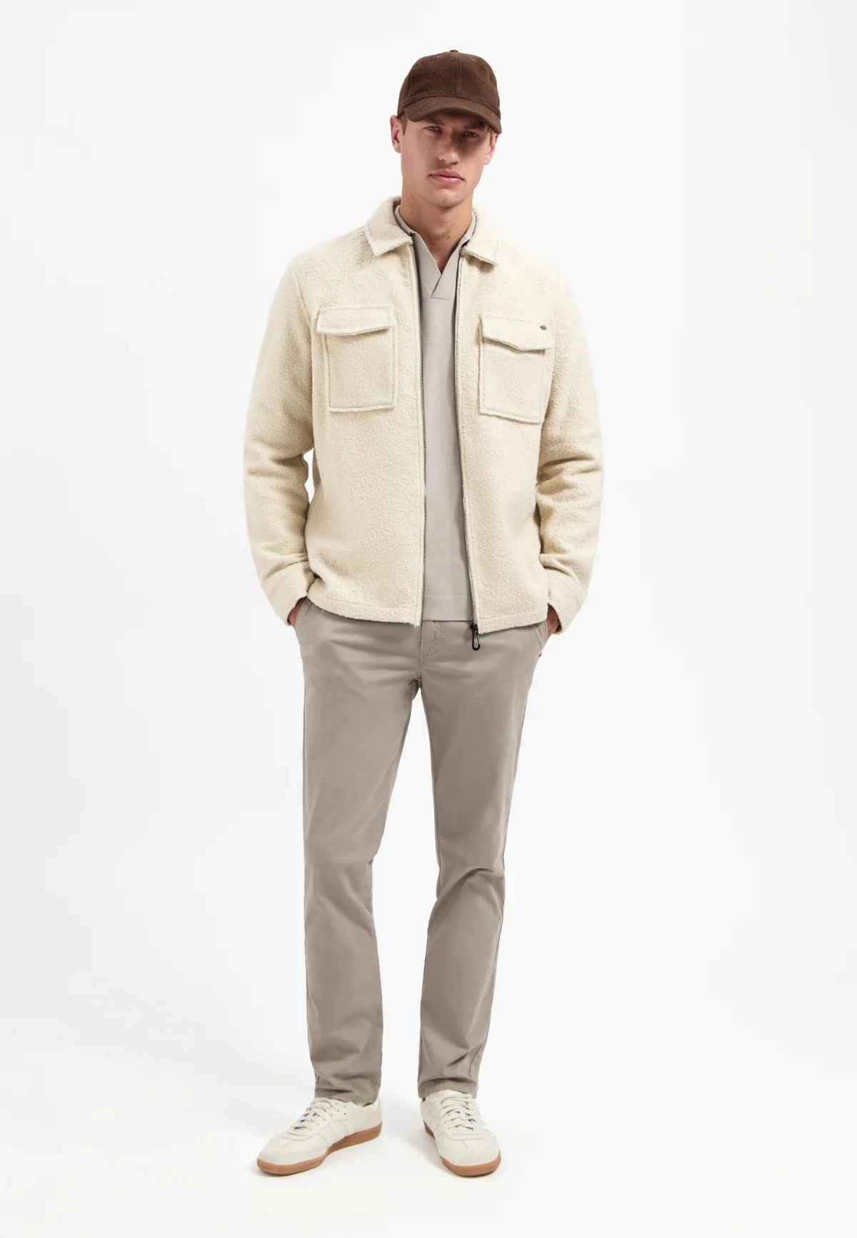 NO EXCESS Teddy Zip Overshirt / Jacke in Creme 