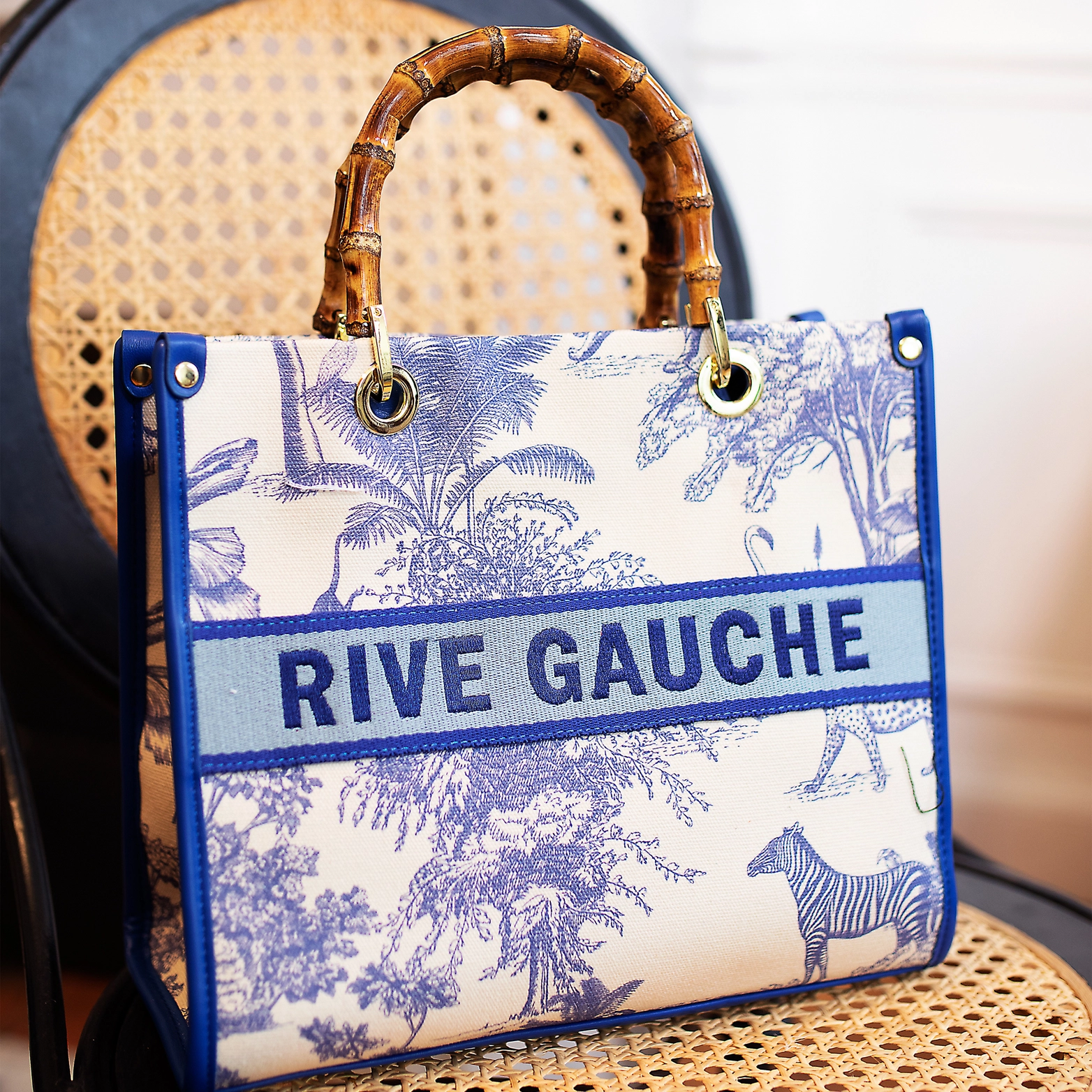 Vimoda JUNGLE Enye Banktasche RIVE GAUCHE Royalblau Dschungelprint