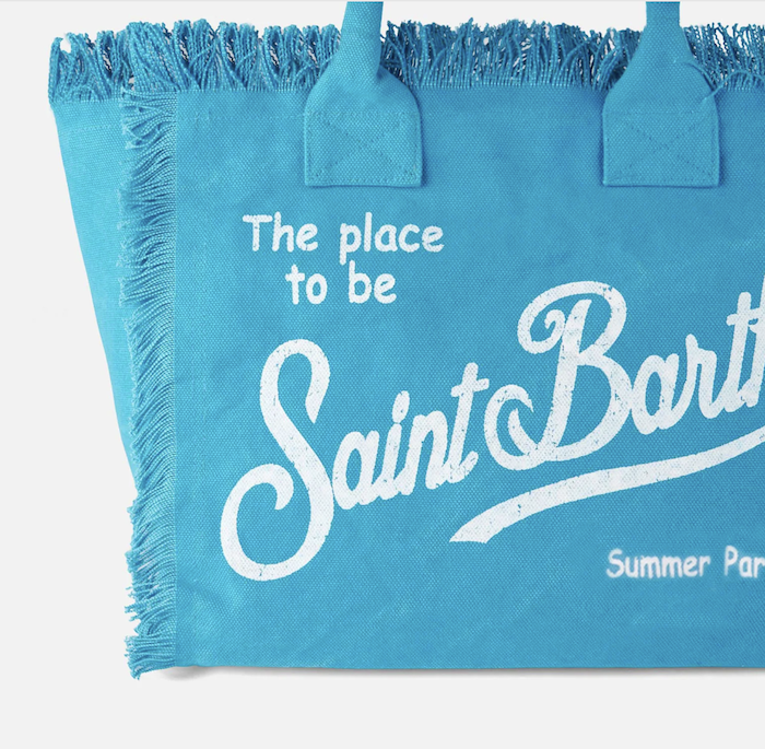 Saint Barth Colette Leinen Canvas Tasche in Small - Bright Türkis Blau - SALE Saint Barth Colette Leinen Canvas Tasche in Small - Bright Türkis Blau - SALE