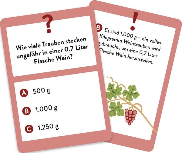 Wein Wissens-Quiz Karten - 50 Spannende und kuriose Fragen für Wein-Liebhaber