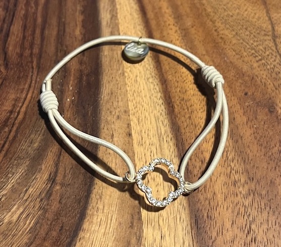 Lua Floris Armband - Elastisch mit Silber Glitzer Charm - Wählen Sie Ihre Farbe 