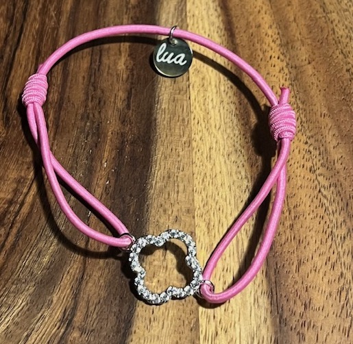 Lua Floris Armband - Elastisch mit Silber Glitzer Charm - Wählen Sie Ihre Farbe 