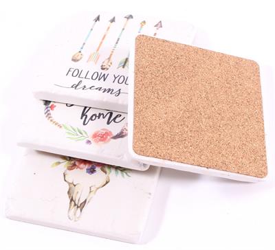 em6653-2 Lafinesse Stone Coaster Set - life is good - SALE