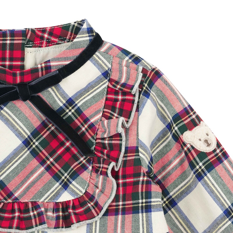 Steiff Baby Mädchen Klassisches Tartan Plaid Karo Kleid - Navy Rot & Grün