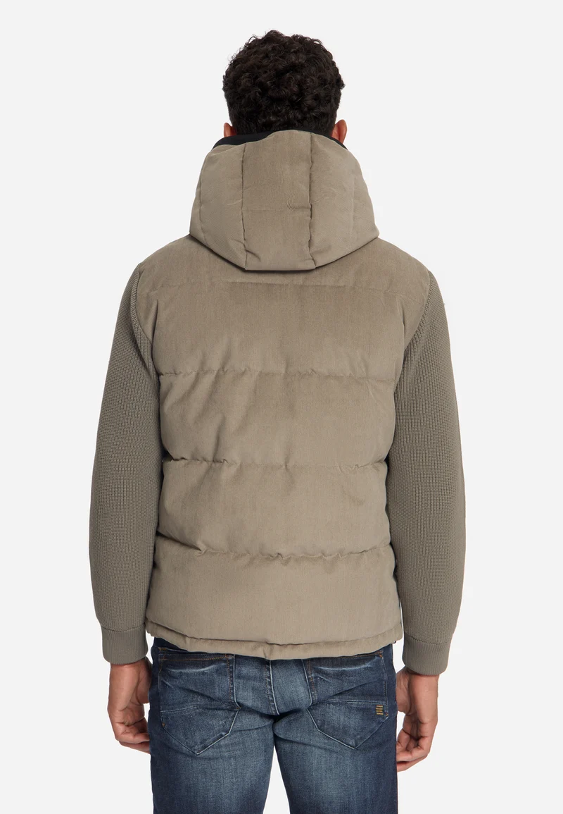 No Excess Cord-Mix-Jacke mit Kapuze Winterjacke für Herren in Mud Beige No Excess Cord-Mix-Jacke mit Kapuze Winterjacke für Herren in Mud Beige