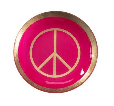 The Gift Company Glasteller Small Rund in Neon Pink - PEACE