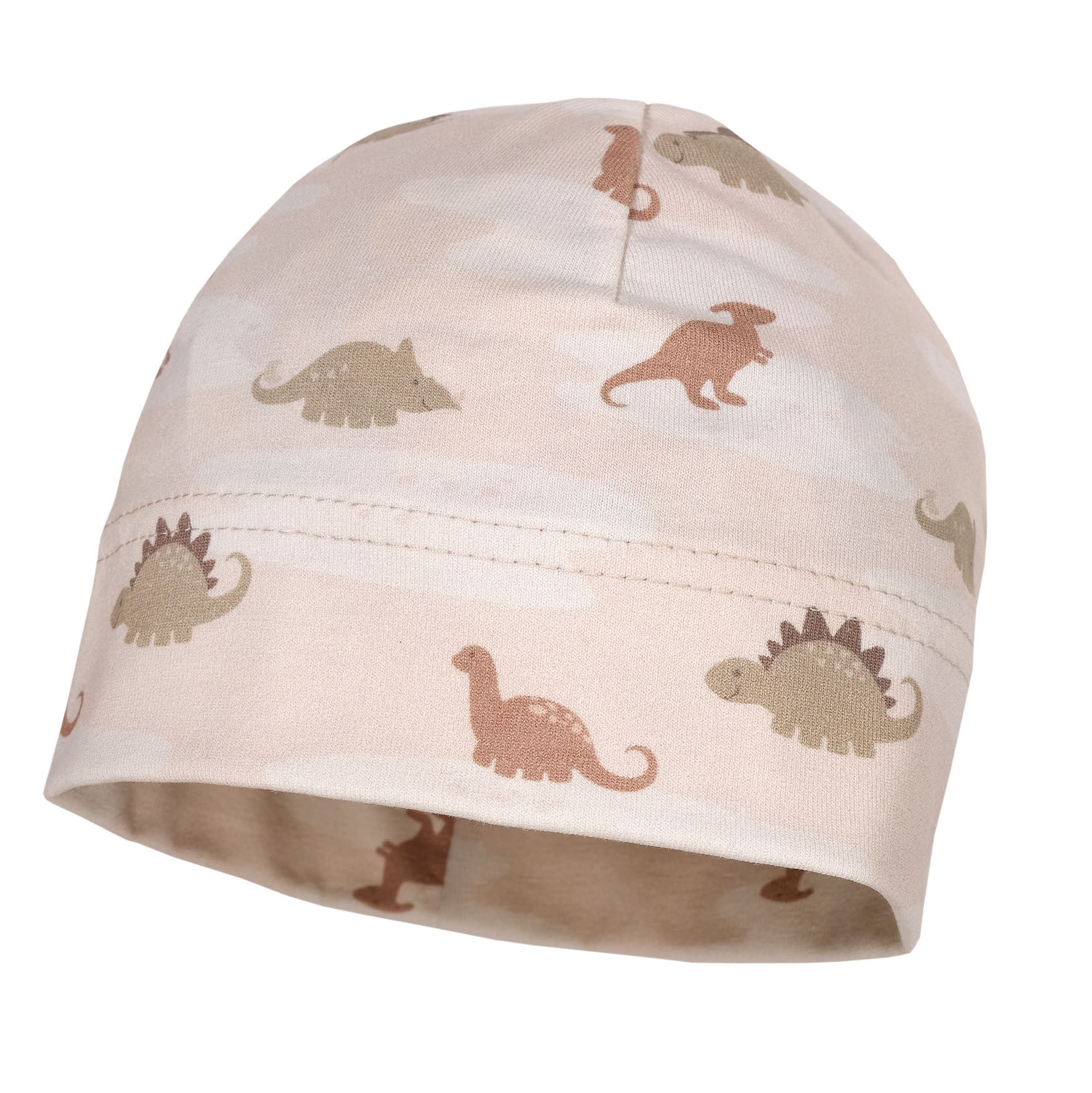 Maximo Baby Jersey Beanie mit UV Schutz in Beige Braun & Grün Dinos