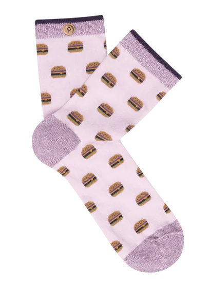 Cabaia Socken Damen BERENICE & MARINE in Rosa - Burger mit Glitzer