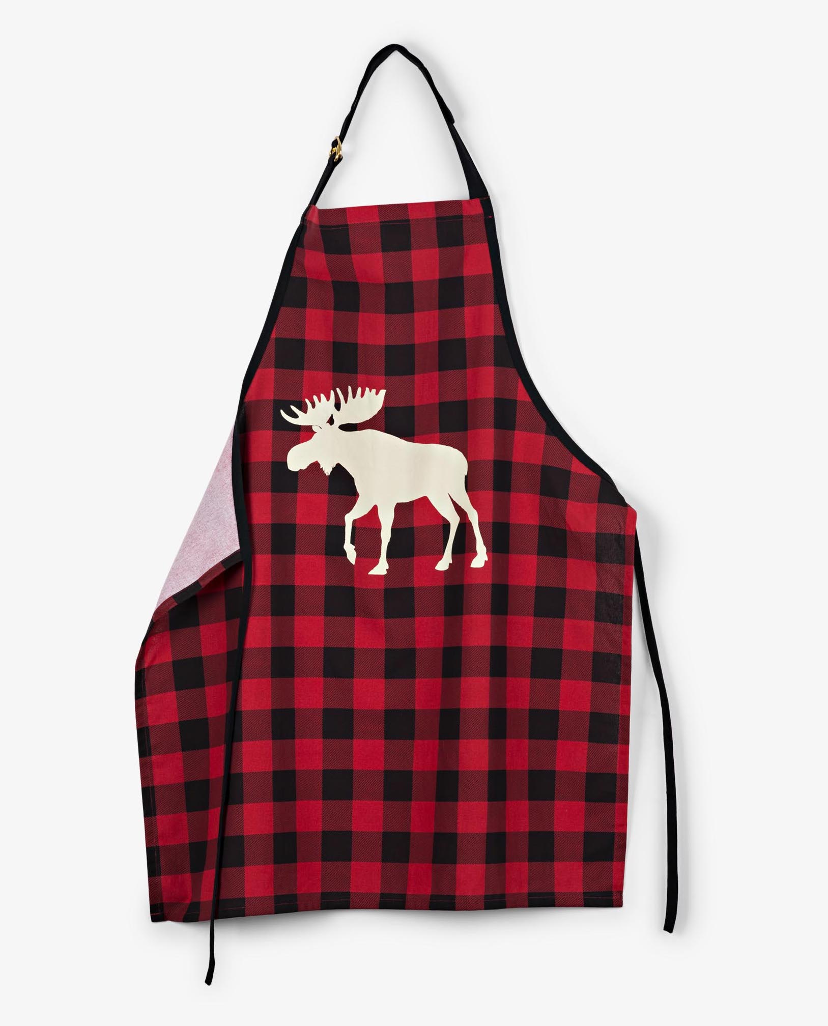 Little Blue House Schürze - Moose on Red Plaid - Karo Elch