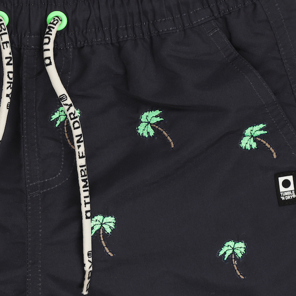 Tumble N Dry Pameira Badehose Schwimmshort in Navy Mit Palmen Stickerei Allover